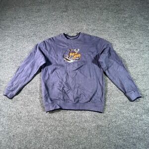 Vintage M&C Sport Sweatshirt Men's L Purple Cotton Knit Deer Life Embroidered